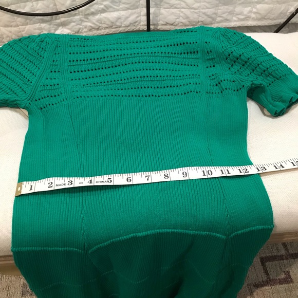 Anthropologie Maeve Promenade Pointelle Fit and Flare Knit Dress Green Size M - Picture 12 of 14